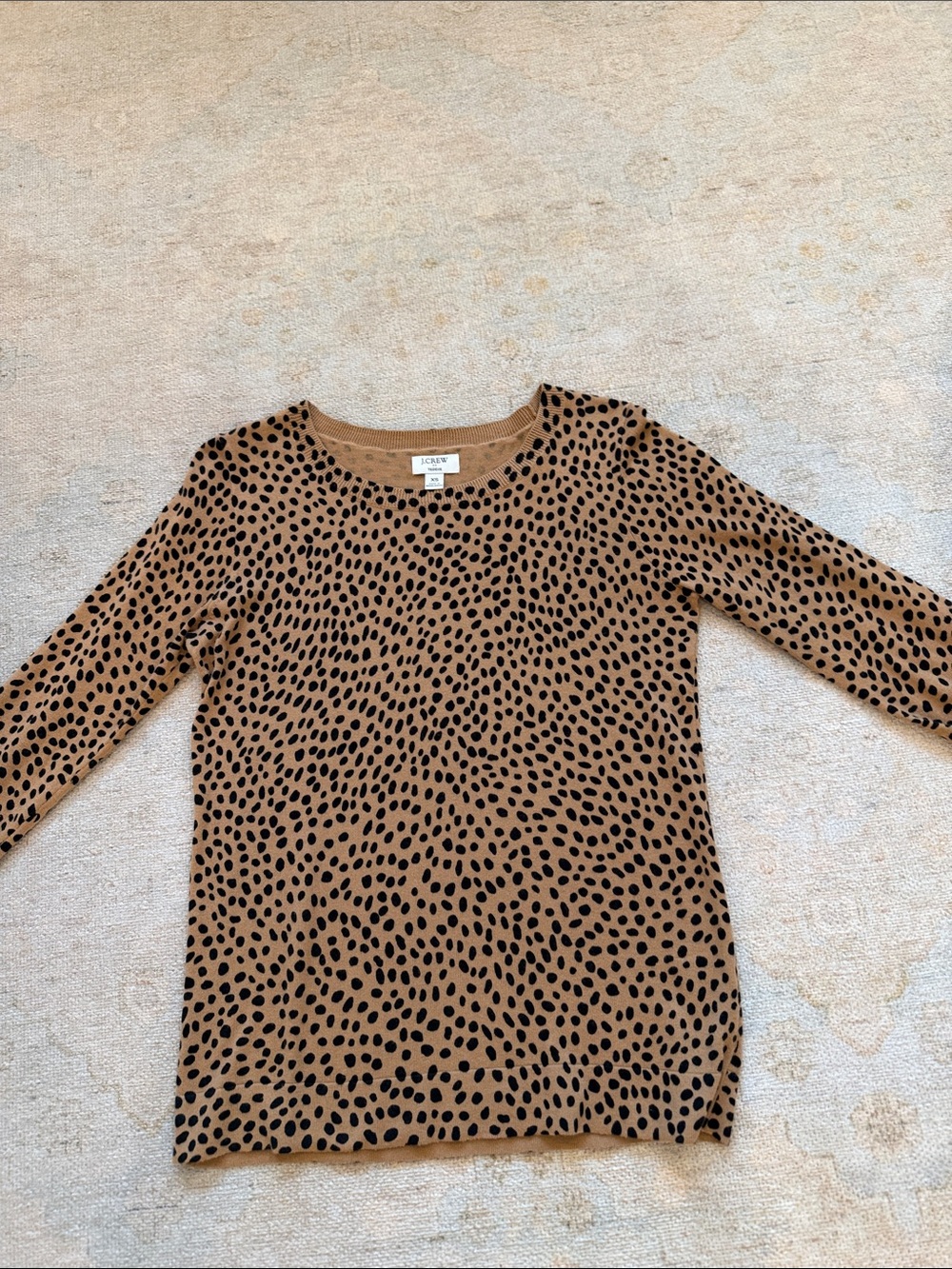 J. Crew Camel and Black Leopard Spot Long Sleeve Tee